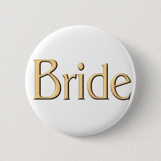 Badge Rond 5 Cm Bouton d'or de jeune mariée