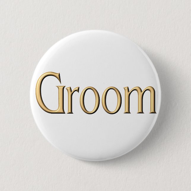 Badge Rond 5 Cm Bouton d'or de marié (Devant)