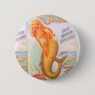 Badge Rond 5 Cm bouton d'or de sirène