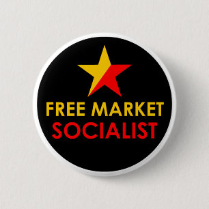 Badge Rond 5 Cm Bouton d'or/de socialiste marché libre de rouge