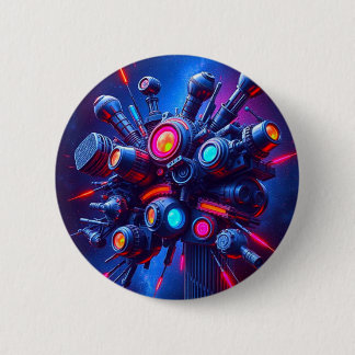 Badge Rond 5 Cm Bouton d'orb de technologie futuriste | Épingle Cy