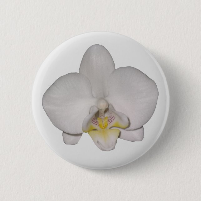 Badge Rond 5 Cm Bouton d'orchidée blanche (Devant)