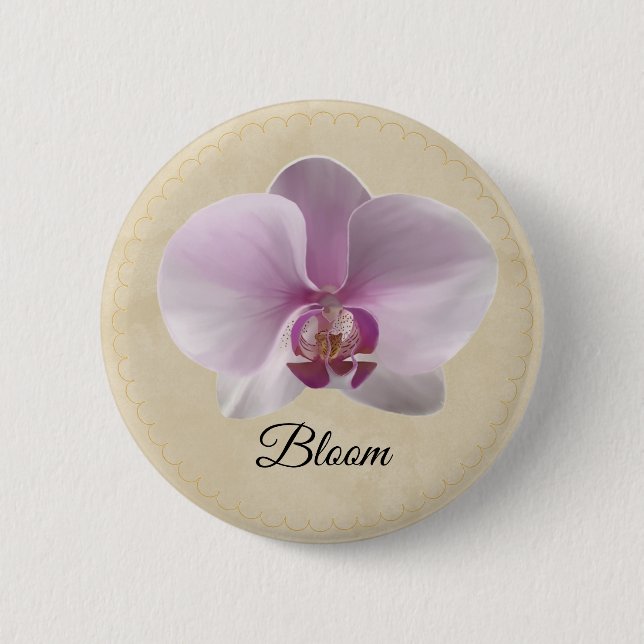 Badge Rond 5 Cm Bouton d'orchidée pourpre (Devant)