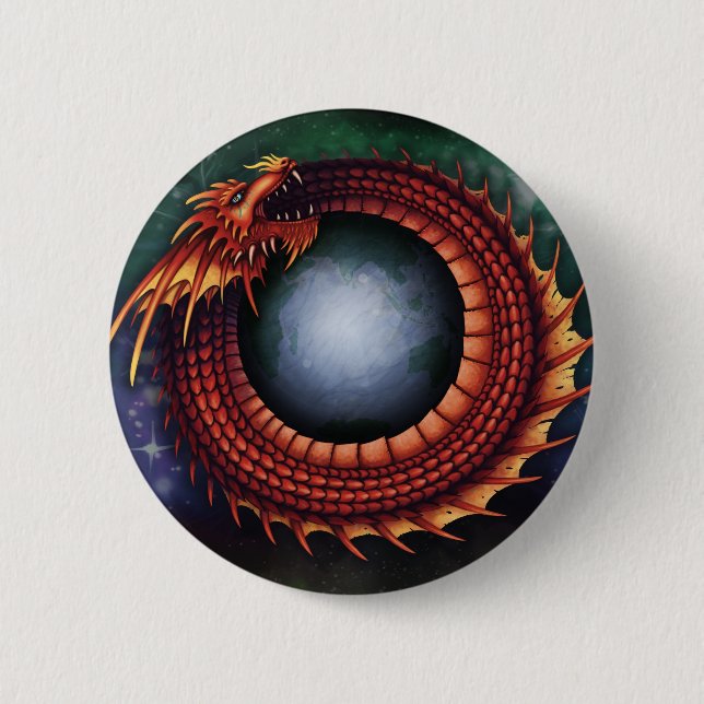 Badge Rond 5 Cm Bouton d'Ouroboros (Devant)