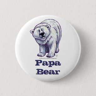 Badge Rond 5 Cm Bouton d'ours blanc d'ours de papa