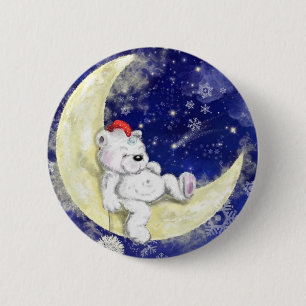 Badge Rond 5 Cm Bouton d'ours de Noël mignon