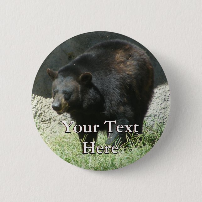Badge Rond 5 Cm Bouton d'ours noir (Devant)