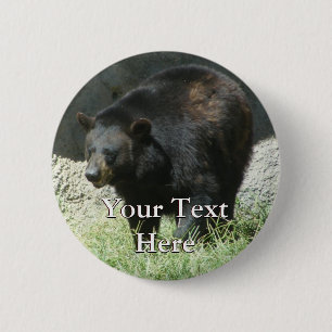 Badge Rond 5 Cm Bouton d'ours noir