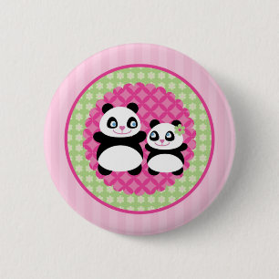 Badge Rond 5 Cm Bouton d'ours panda de fille