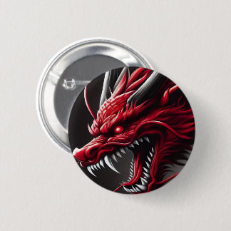 Badge Rond 5 Cm Bouton Dragon Rouge