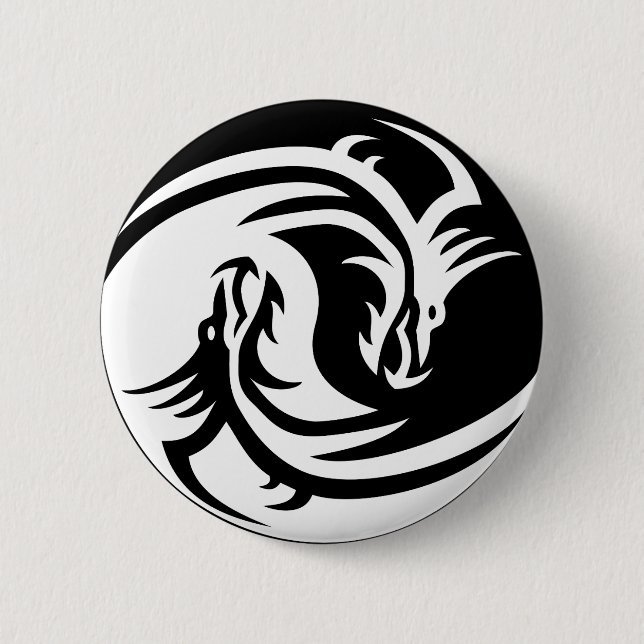 Badge Rond 5 Cm bouton dragons yin yang (Devant)