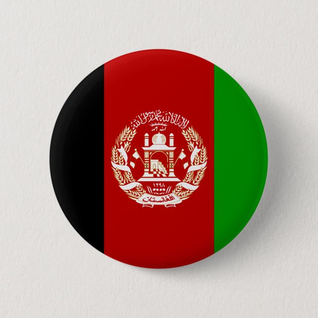Badge Rond 5 Cm Bouton Drapeau Afghanistan (Devant)