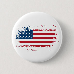 Badge Rond 5 Cm Bouton Drapeau Américain