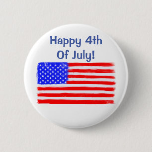 Badge Rond 5 Cm Bouton drapeau américain "Happy 4 juillet"
