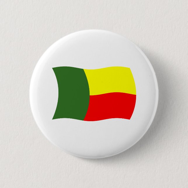 Badge Rond 5 Cm Bouton Drapeau Bénin (Devant)