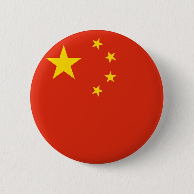 Badge Rond 5 Cm Bouton Drapeau Chine (Devant)