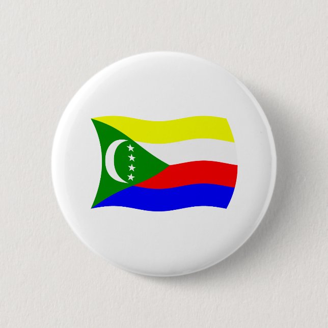 Badge Rond 5 Cm Bouton Drapeau Comores (Devant)