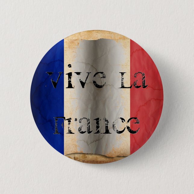 Badge Rond 5 Cm Bouton Drapeau de France Pinback (Devant)