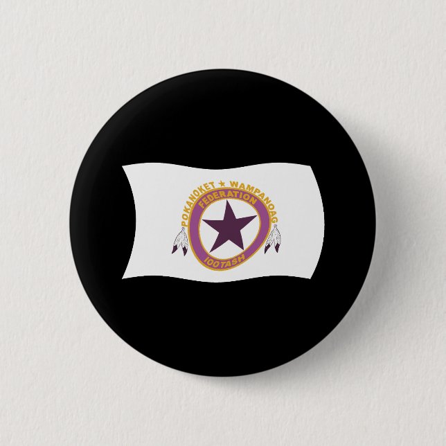 Badge Rond 5 Cm Bouton Drapeau de la tribu Wampanoag (Devant)