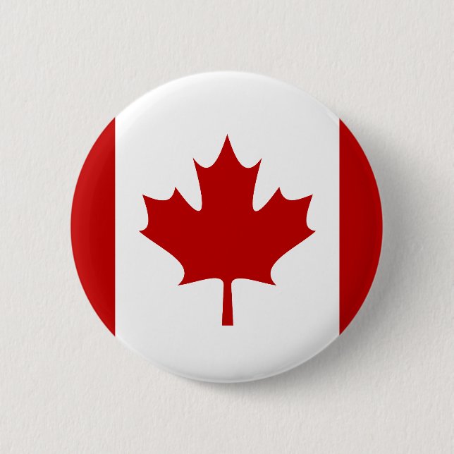 Badge Rond 5 Cm Bouton drapeau du Canada rouge (Devant)