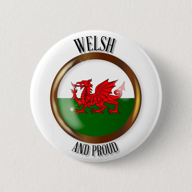 Badge Rond 5 Cm Bouton Drapeau Fier Gallois (Devant)