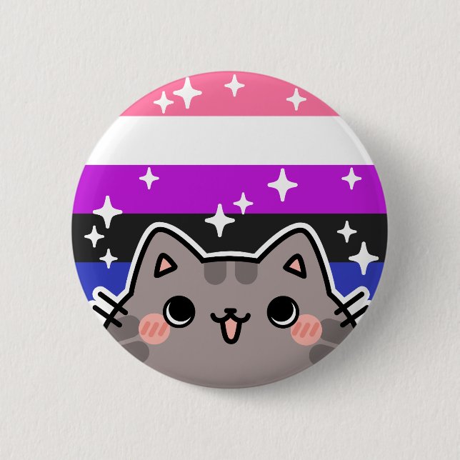 Badge Rond 5 Cm Bouton Drapeau Genderfluide LGBT Pride (Devant)
