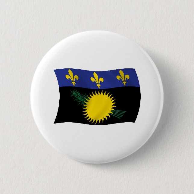 Badge Rond 5 Cm Bouton Drapeau Guadeloupe (Devant)