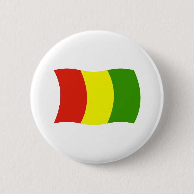 Badge Rond 5 Cm Bouton Drapeau Guinée (Devant)