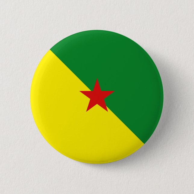 Badge Rond 5 Cm Bouton Drapeau Guyane Fisheye (Devant)