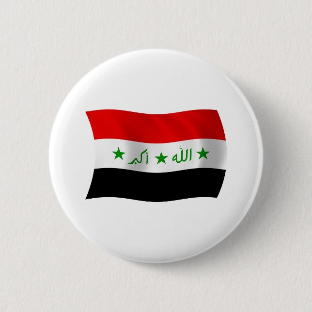 Badge Rond 5 Cm Bouton Drapeau Irak (Devant)