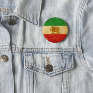 Badge Rond 5 Cm Bouton Drapeau Iranien Lion et Chat Soleil de l'Ir