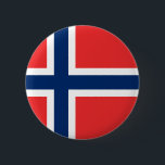 Badge Rond 5 Cm Bouton drapeau norvégien<br><div class="desc">Bouton rond avec le drapeau de la Norvège,  croix bleue et blanche sur un champ rouge</div>