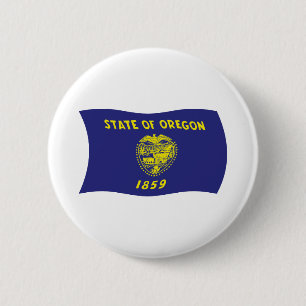 Badge Rond 5 Cm Bouton Drapeau Oregon