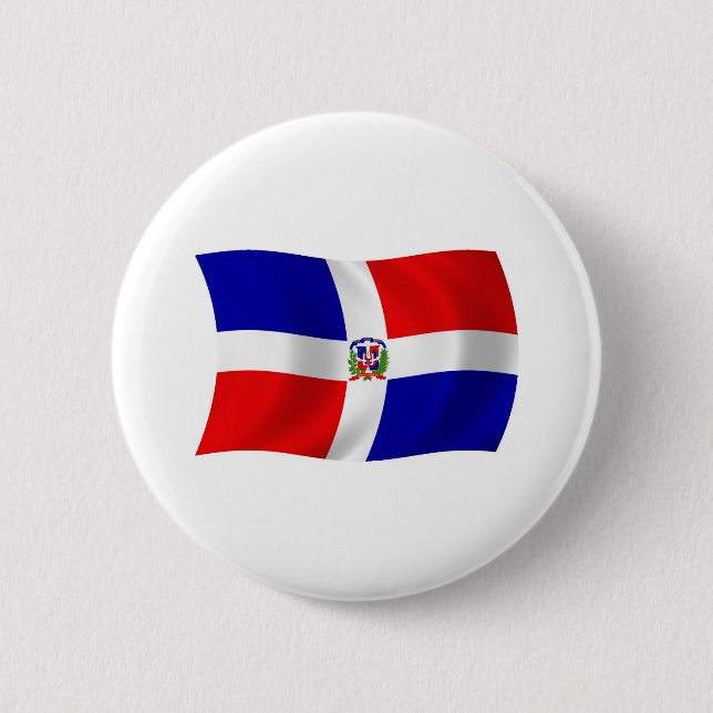 Badge Rond 5 Cm Bouton Drapeau République Dominicaine (Devant)