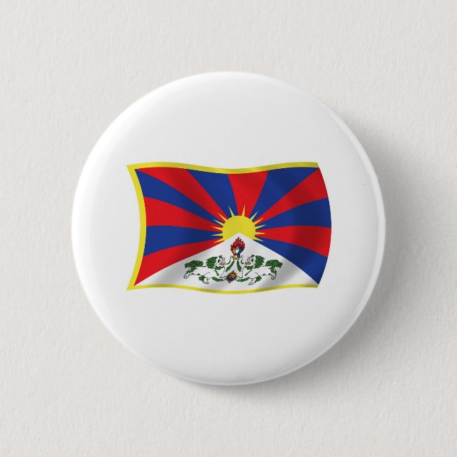 Badge Rond 5 Cm Bouton Drapeau Tibet (Devant)