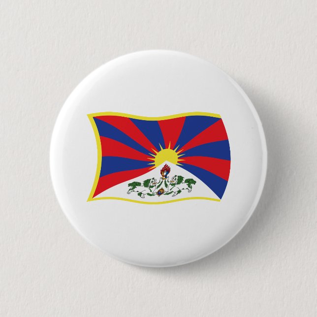 Badge Rond 5 Cm Bouton Drapeau Tibet (Devant)