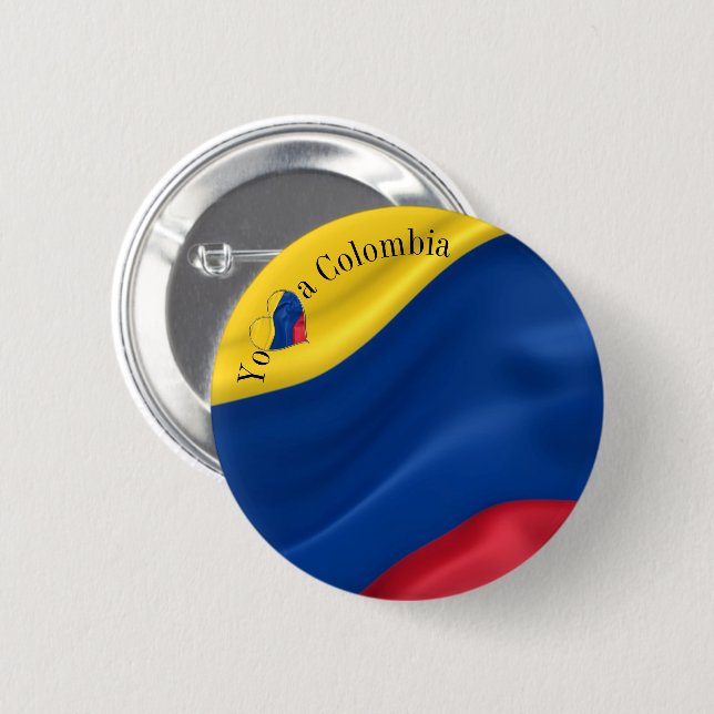Badge Rond 5 Cm Bouton Drapeau Yo Amo A Colombia (Devant & derrière)