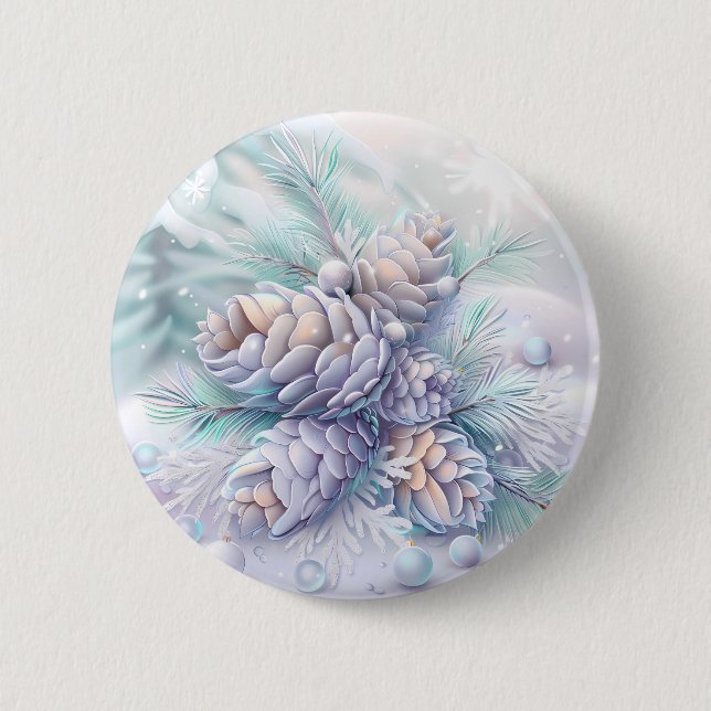Badge Rond 5 Cm Bouton Dreamy Christmas Pinecones (Devant)