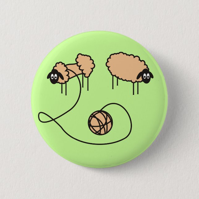 Badge Rond 5 Cm Bouton drôle de moutons (Devant)
