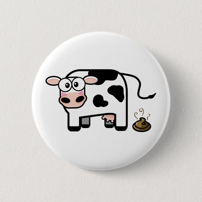 Badge Rond 5 Cm Bouton drôle de vache à Pooping (Devant)