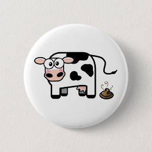 Badge Rond 5 Cm Bouton drôle de vache à Pooping