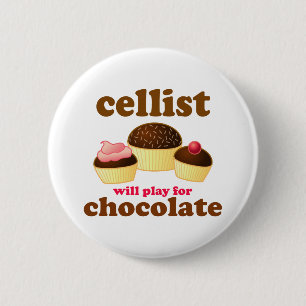 Badge Rond 5 Cm Bouton drôle de violoncelle de chocolat