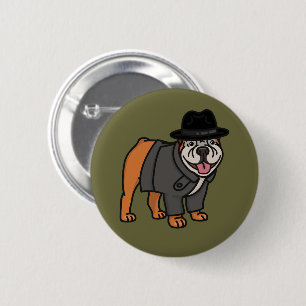 Badge Rond 5 Cm Bouton Drôle Inspecteur Anglais Bulldog