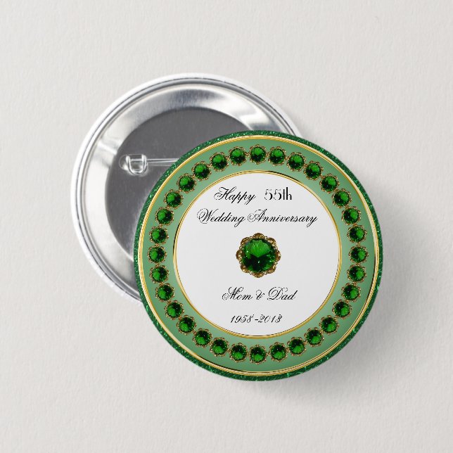 Badge Rond 5 Cm Bouton du 55e anniversaire du Mariage (Devant & derrière)