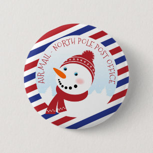 Badge Rond 5 Cm Bouton du bureau de poste Bonhomme de neige