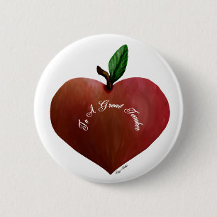 Badge Rond 5 Cm Bouton du cadeau du professeur d'Apple de coeur
