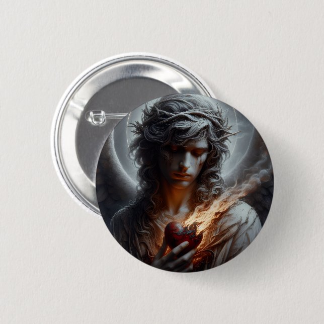 Badge Rond 5 Cm Bouton du coeur brûlant (Devant & derrière)