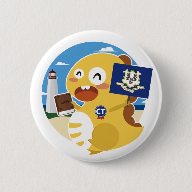Badge Rond 5 Cm Bouton du Connecticut VIPKID (Devant)