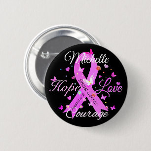 Badge Rond 5 Cm Bouton du Courage d'amour du cancer du sein