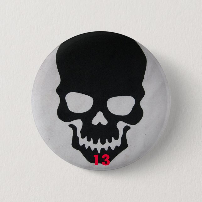 Badge Rond 5 Cm bouton du crâne 13 (Devant)